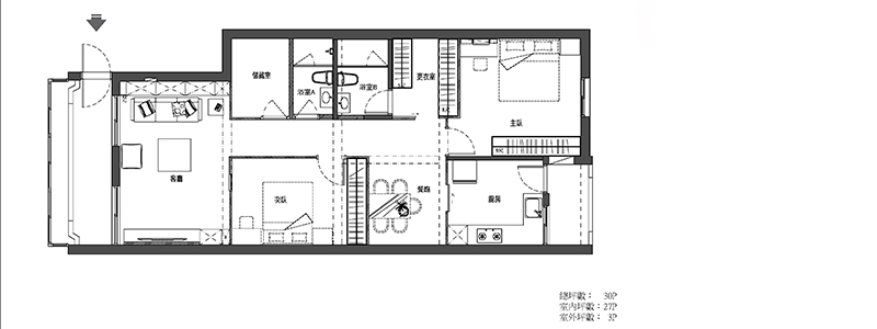 長型老屋翻修平面圖